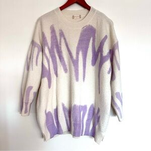 Altar'd State Soft Cream and Lavender Paint Swirl Sweater Size Large
